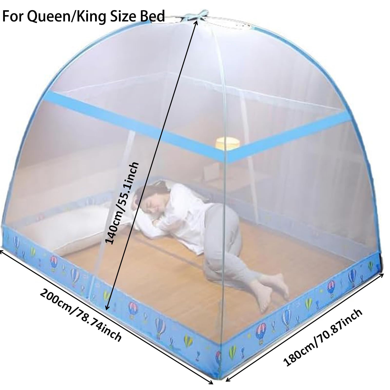 Urmagic Tente moustiquaire pop-up pour lit, design pliable portable avec fond en filet pour chambre et voyage en plein air pour bébés adultes, facile à installer et à laver, pour lit jumeau à king
