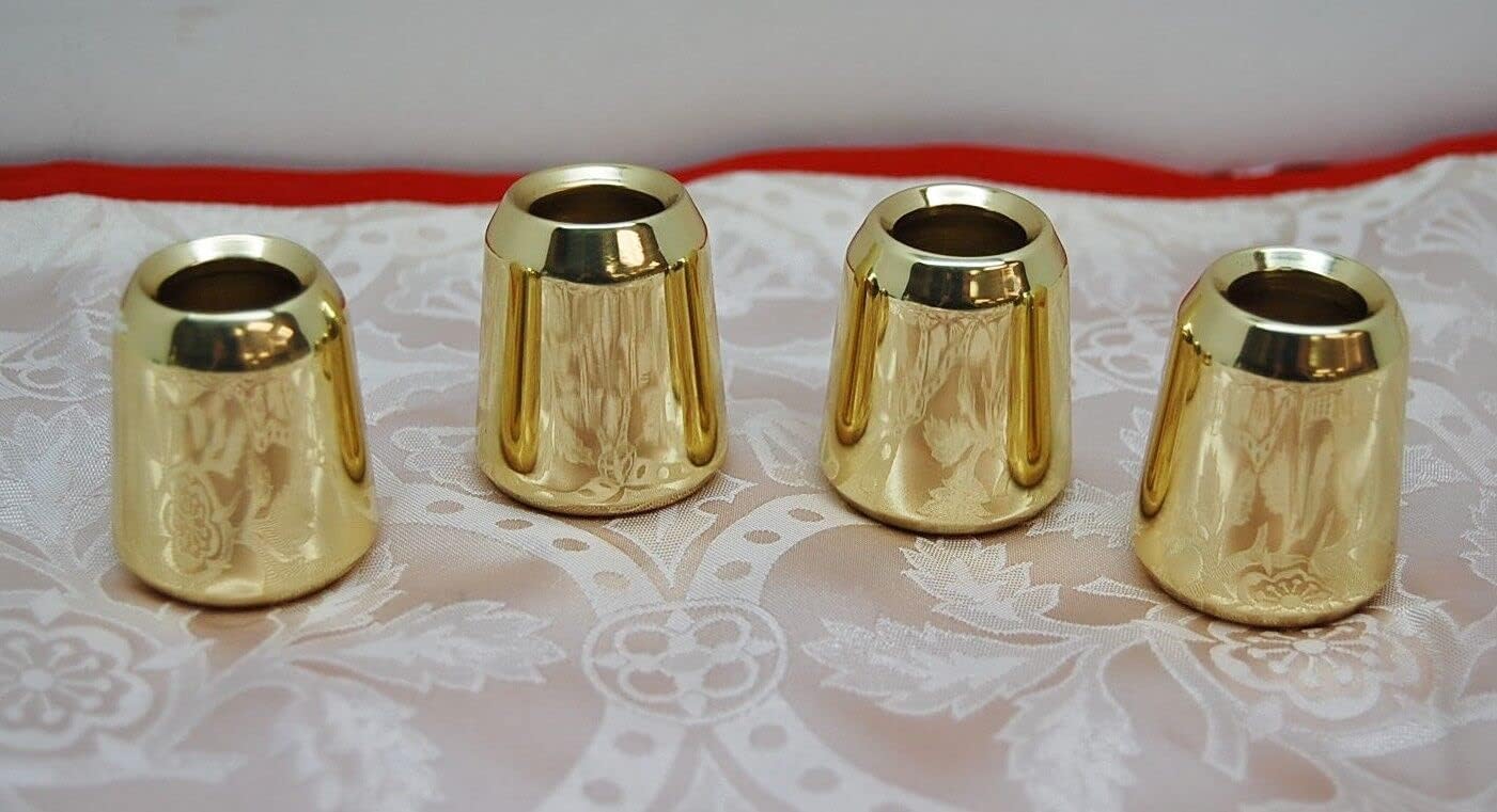 Set of 4 Solid Brass Candle Followers for 7/8" Diameter Candles. Burners Toppers. (4 Pieces)