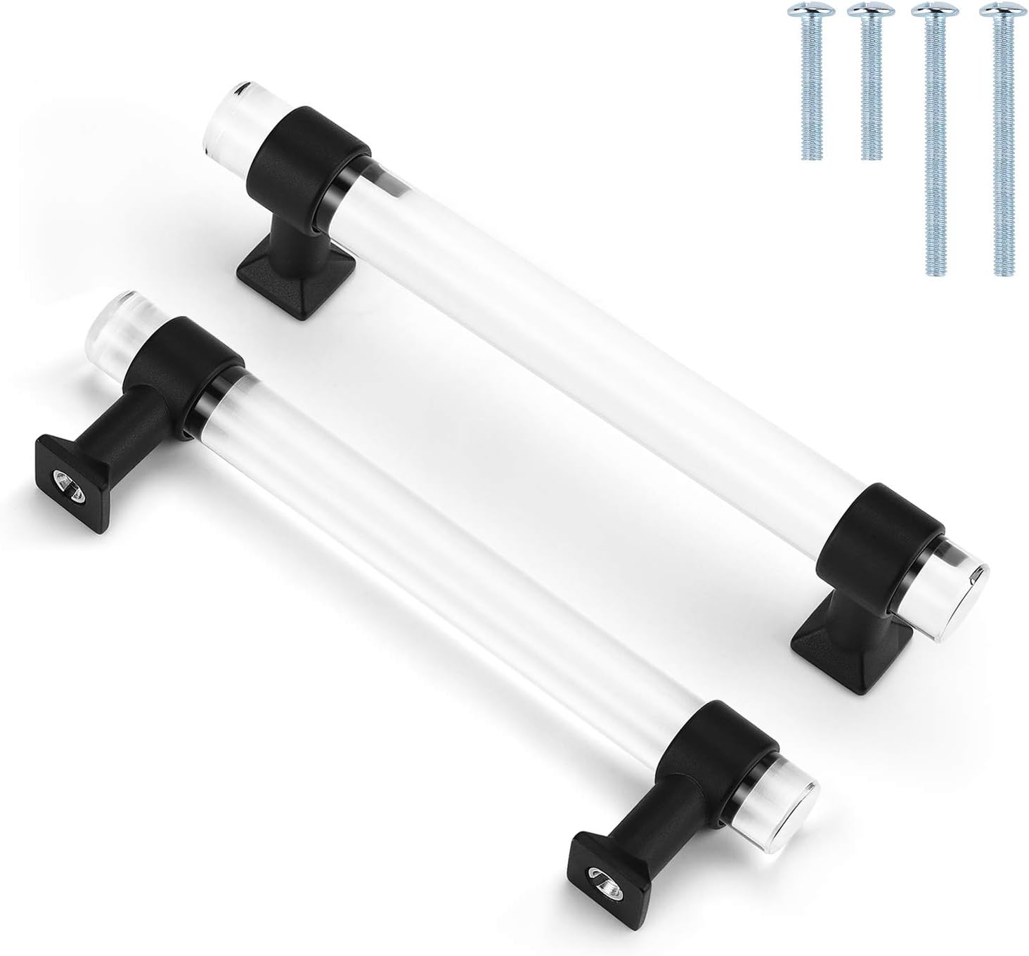 Mengico Cabinet Pulls Black Matte 4 Inch Acrylic Kichen Cabinet Handles Morden Drawer Pulls Clear Cabinet Hardware for Bathroom and Bedroom 25 Pack