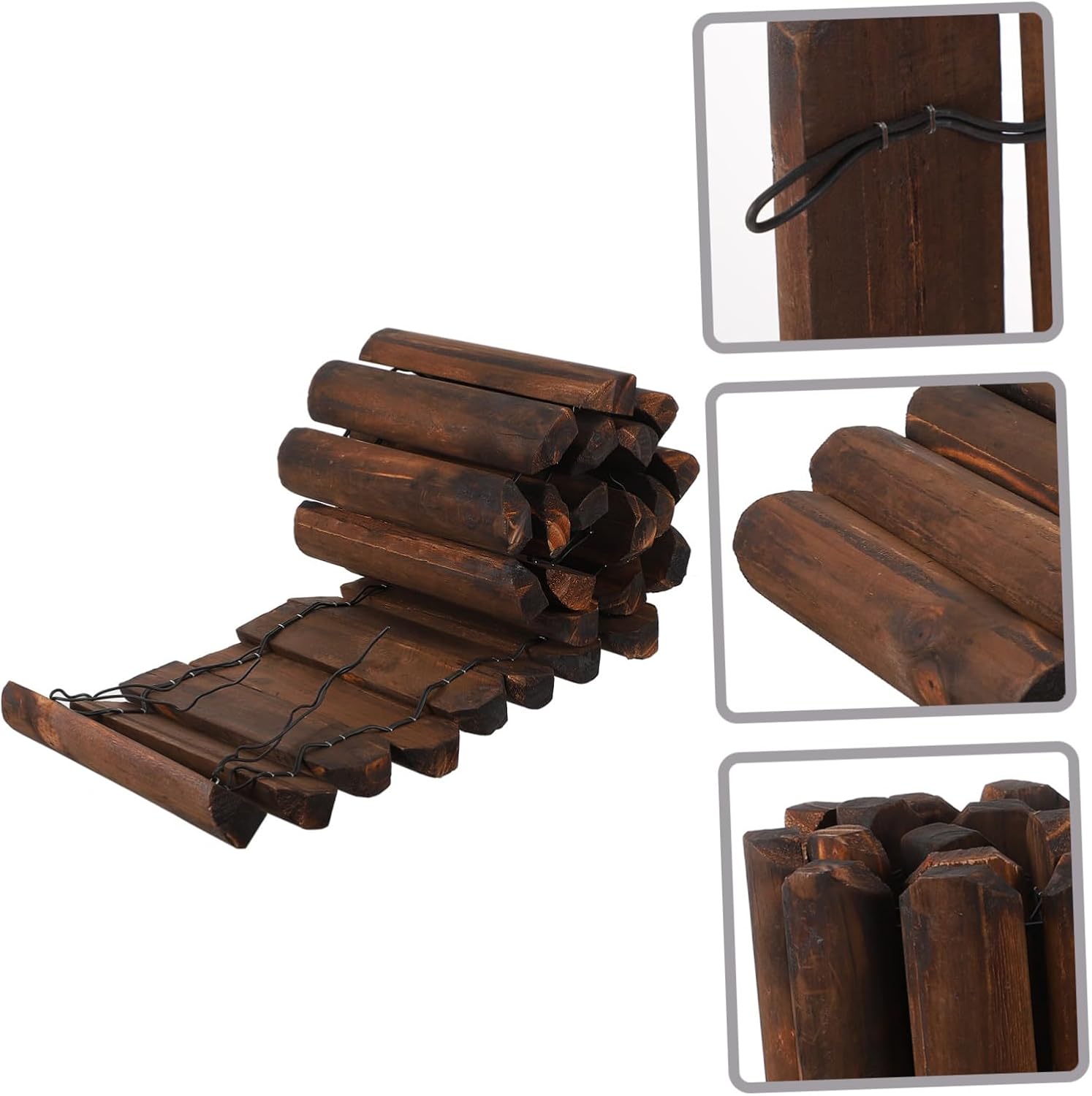 Garden Wood Fence Natural Outdoor Decorative Fence for Courtyard and Lawn Easy to Install Pastoral Style Wooden Barrier for Garden Landscaping and Projects