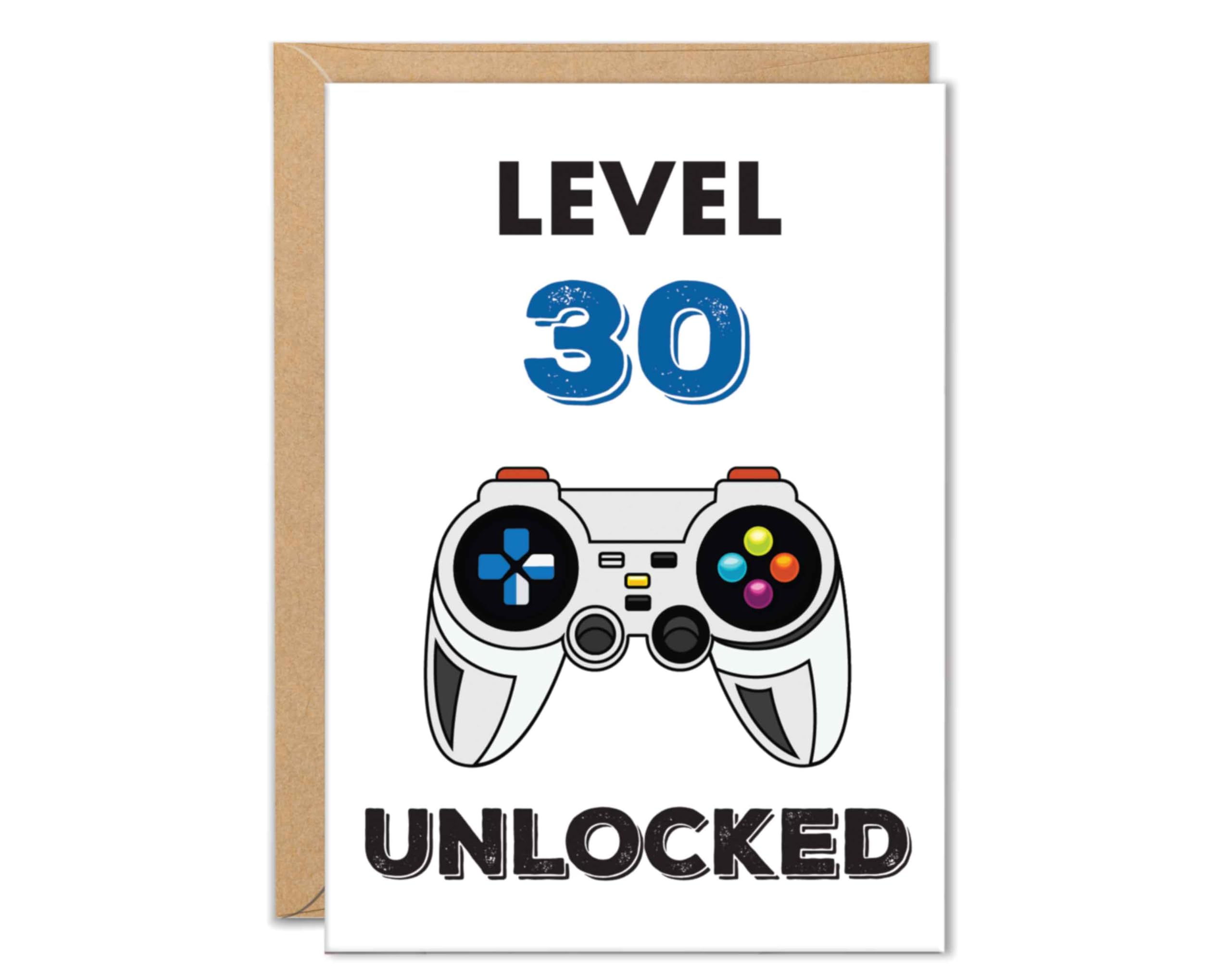 The Cardtel 30th Birthday Card for Men Women, Funny Level 30 Unlocked Turning 30 Birthday Cards for Brother Son, Gamer Gifts for 30 Year Old, Video