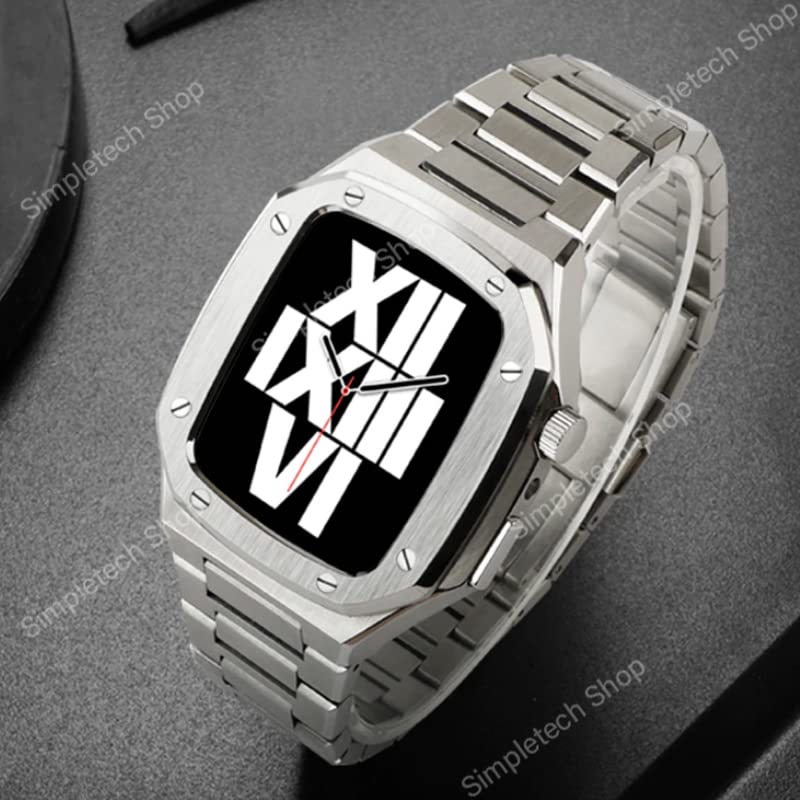 Kit modification Apple Watch 44mm bracelet acier inoxydable boîtier