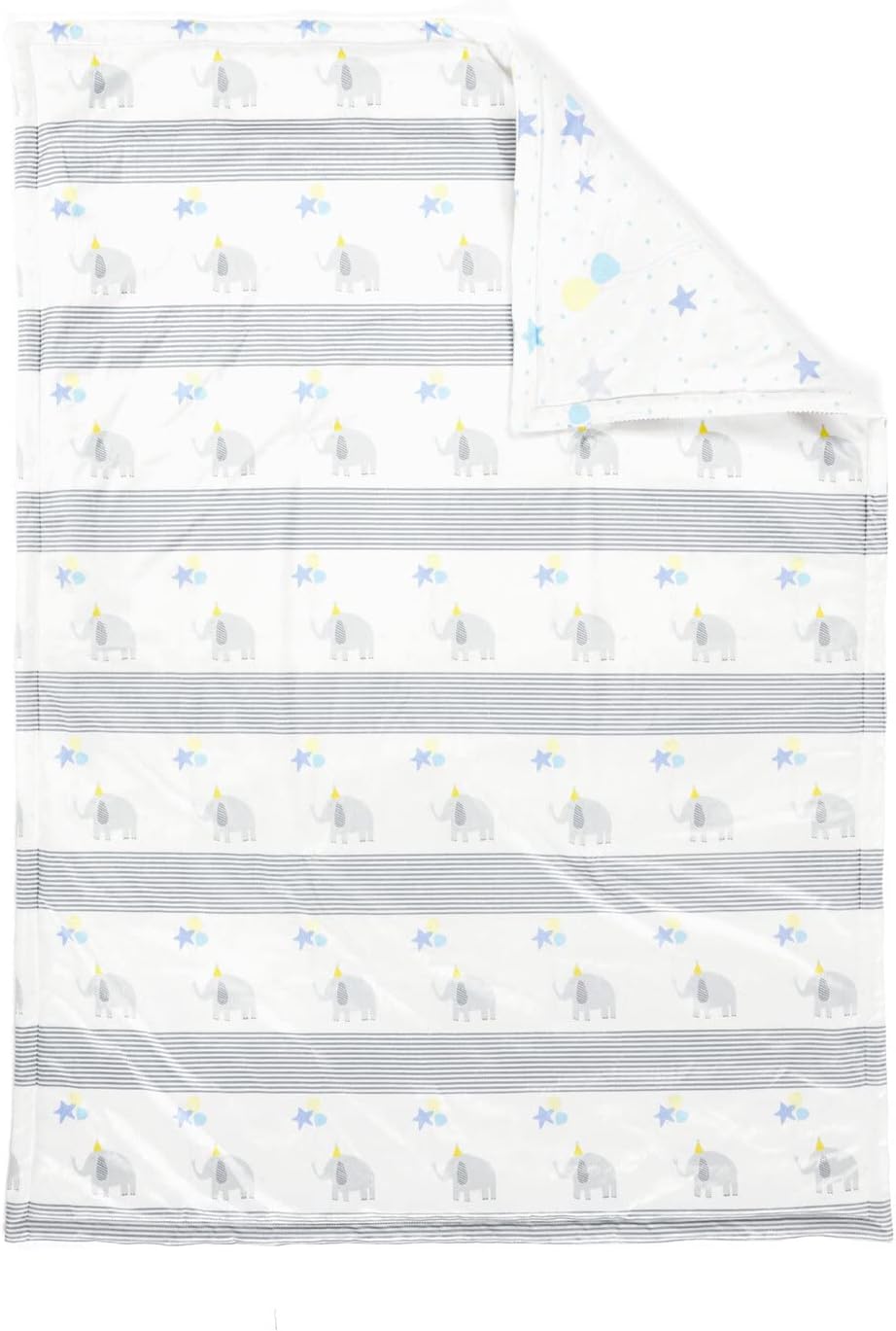 Lush Decor Elephant Balloon Soft Sherpa Baby Receiving/Throw Blanket, 40" x 30", Gray & Blue