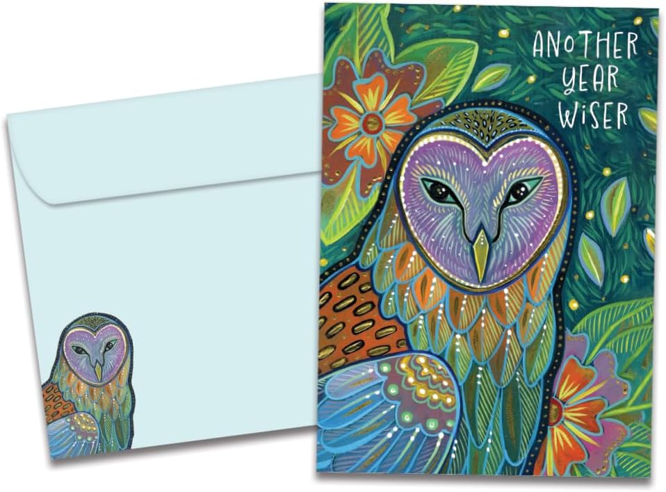 Tree-Free Greetings - Birthday Card - Artful Designs - 1 Card + Matching Envelope - Made in USA - 100% Recycled Paper - 5 x 7 - Another Year Wiser (GO65257)
