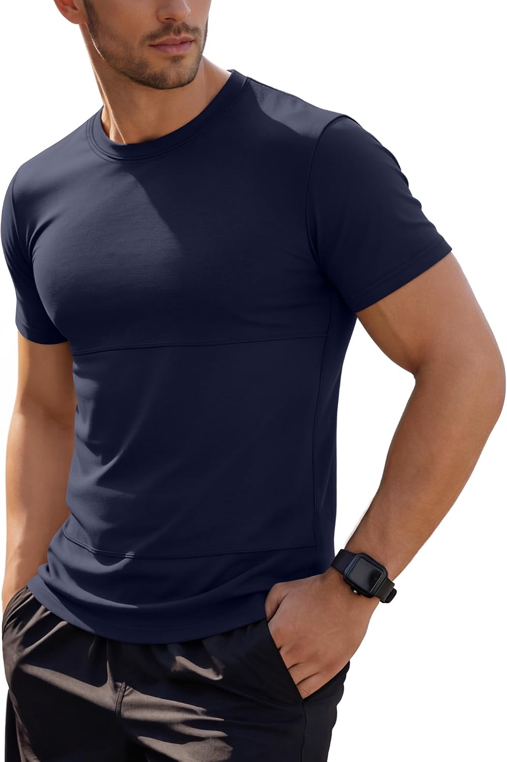 Riyiper Men's Slim Fitted Compression T-Shirt Short Sleeve Quick Dry Workout Gym Running Athletic Summer Moisture Wicking Tee