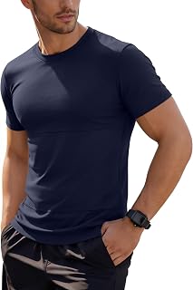Men's Slim Fitted Compression T-Shirt Short Sleeve Quick Dry Workout Gym Running Athletic Summer Moisture Wicking Tee
