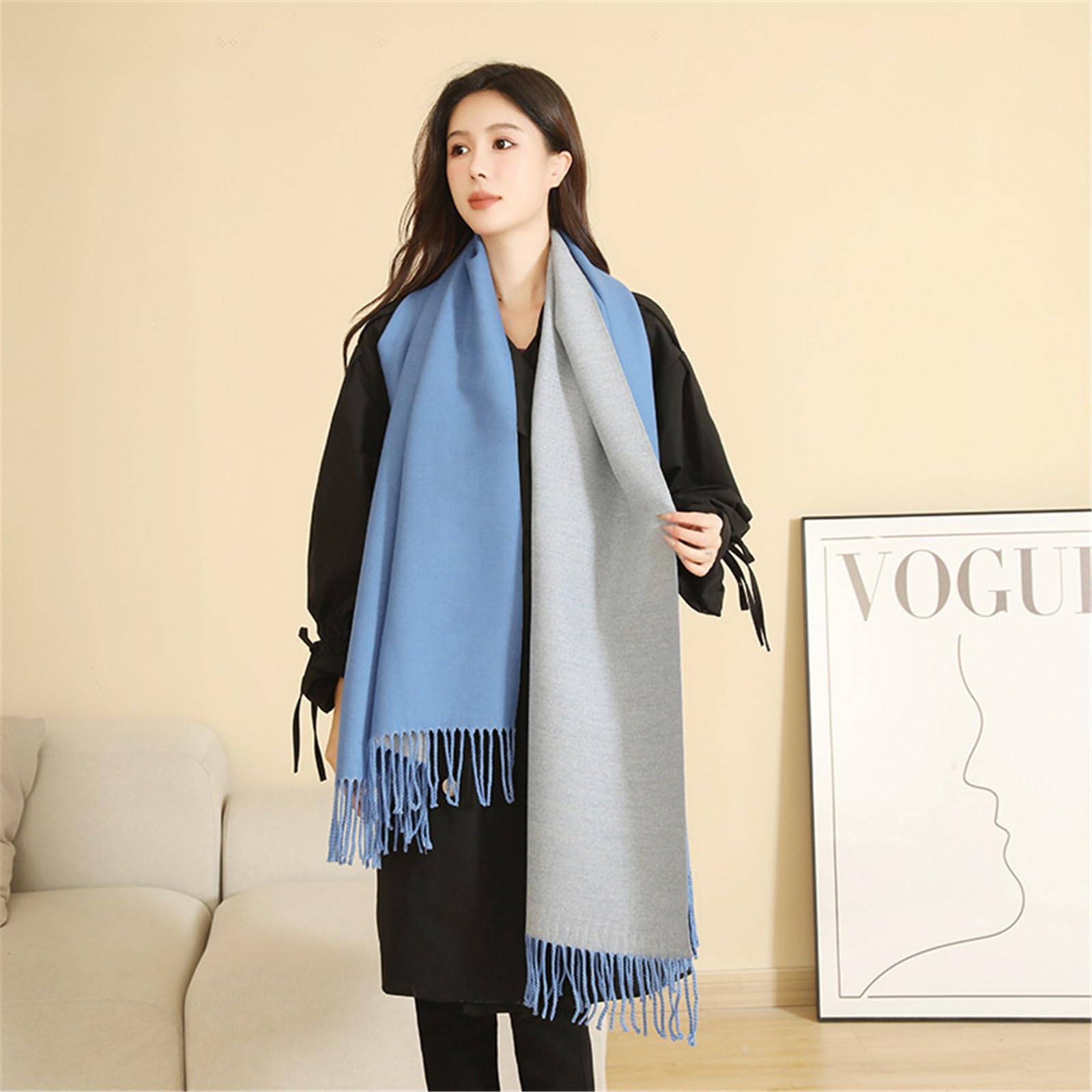 Foulard Donna Scialle Sciarpa Da Versatile E Alla Moda Per Il Calore Double-face Autunno Inverno