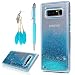 Note 8 Case, YOKIRIN Liquid 3D Glitter Stars Flowing Quicksand Case Flexible TPU Soft Bumper Bling Sparkle Floating Crystal Clear Skin Cover for Samsung Galaxy Note 8 with Dust Plug & Stylus, Blue