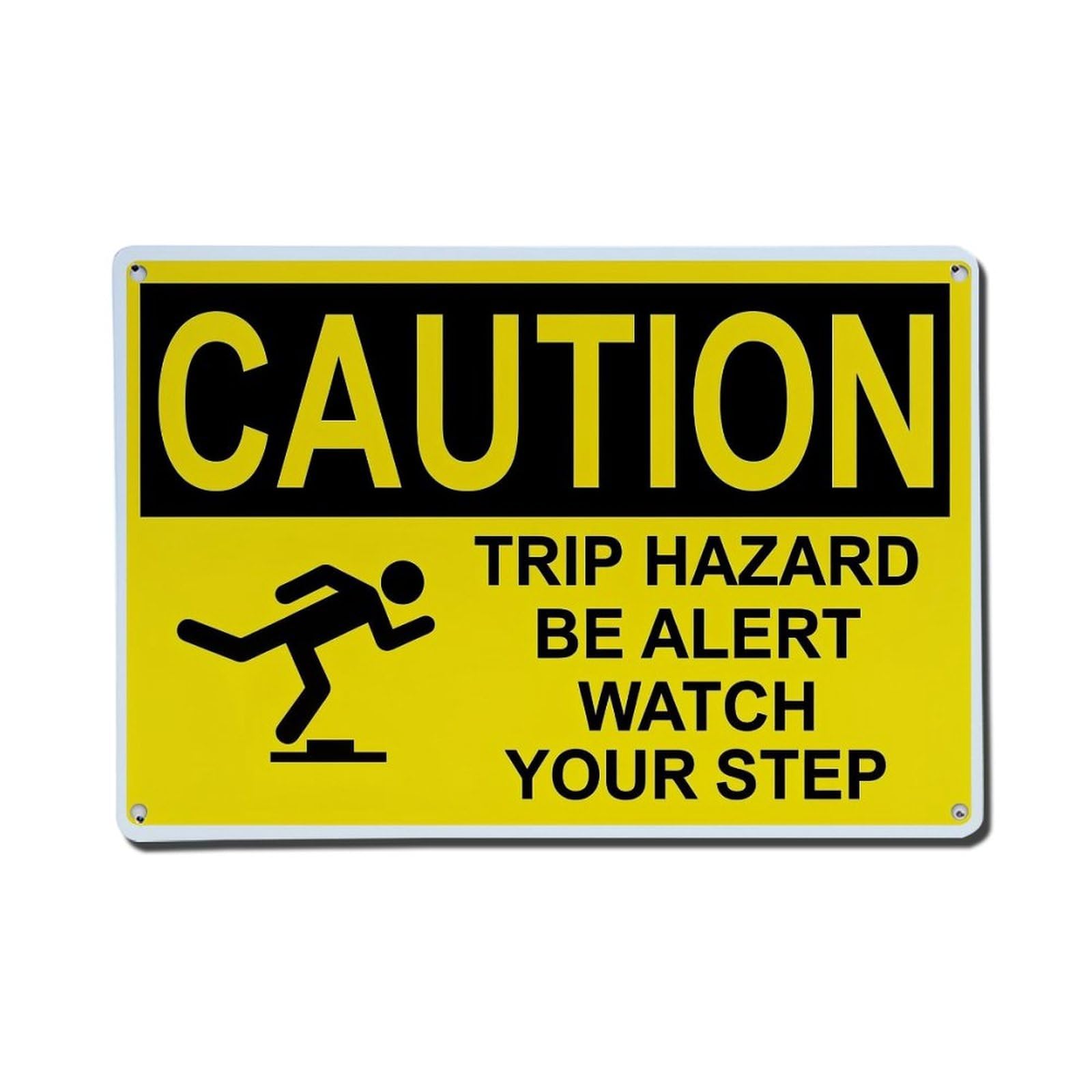 Caution Trip Hazard Sign Retro Metal Tin Sign, Vintage Metal Poster for home, Gaming Room, Studio Workshop,Bar,Garage Wall Art Decor 8x12 Inch