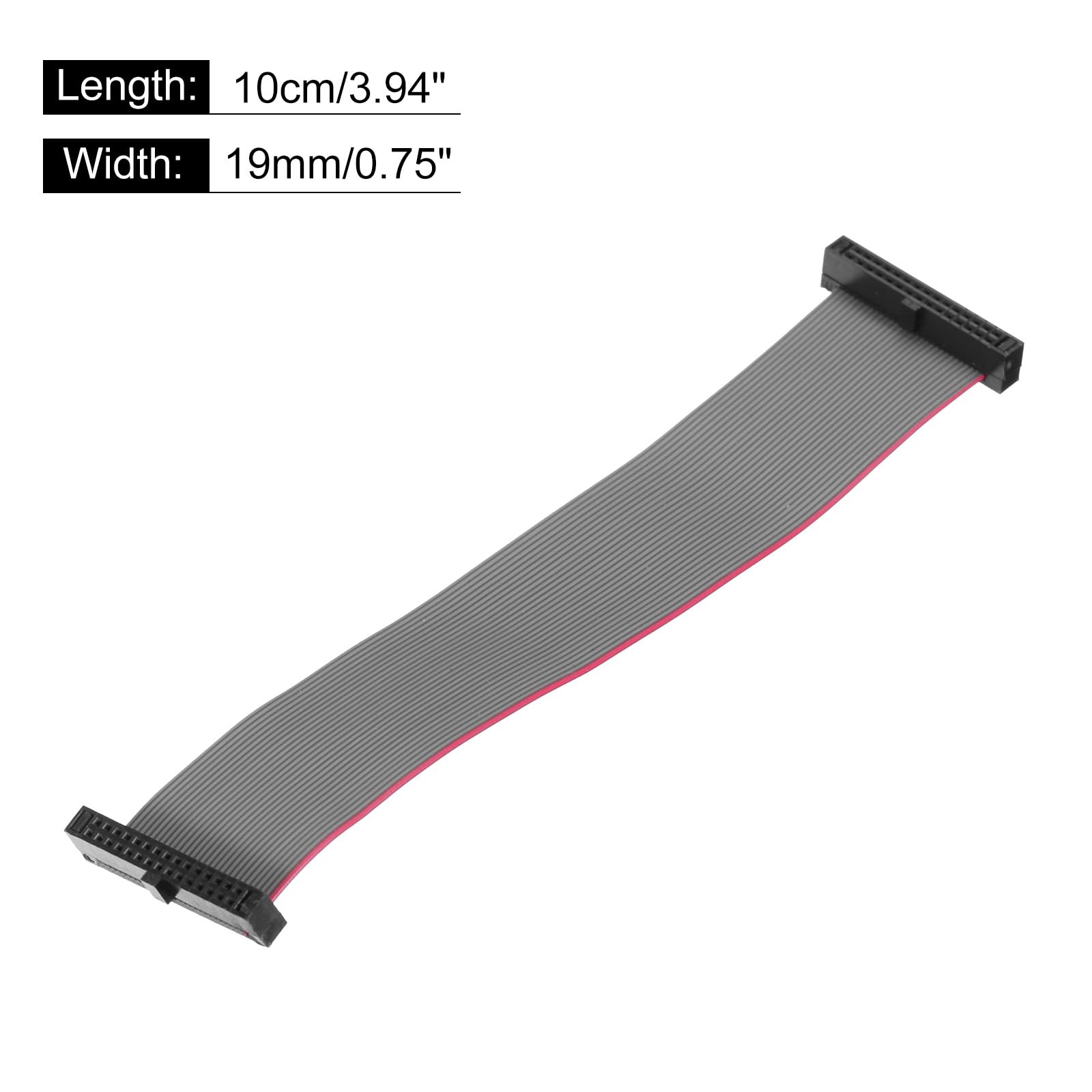 QUARKZMAN Cavo a Nastro Piatto Idc 30Pin, Passo 1,27 mm, connettore Fc a Fc, Lunghezza 10 cm, Filo Jumper Grigio per Computer, display Led, Dvd, 2 Pezzi
