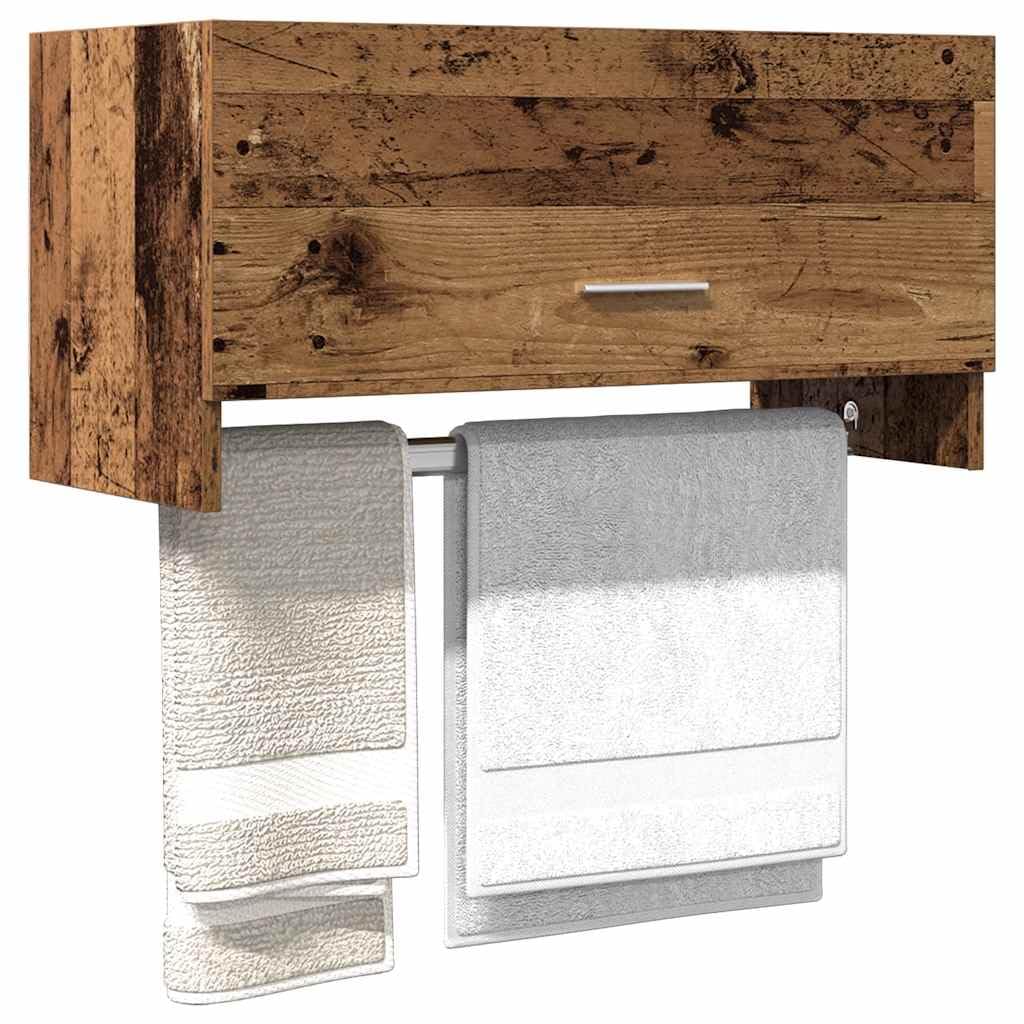 Gecheer Armadio Legno Vecchio, Organizer per Abbigliamento con Asta Appendiabiti 70x32,5x35 cm in Truciolato e Metallo, Armadio da Camera da Letto per Uomo e Donna
