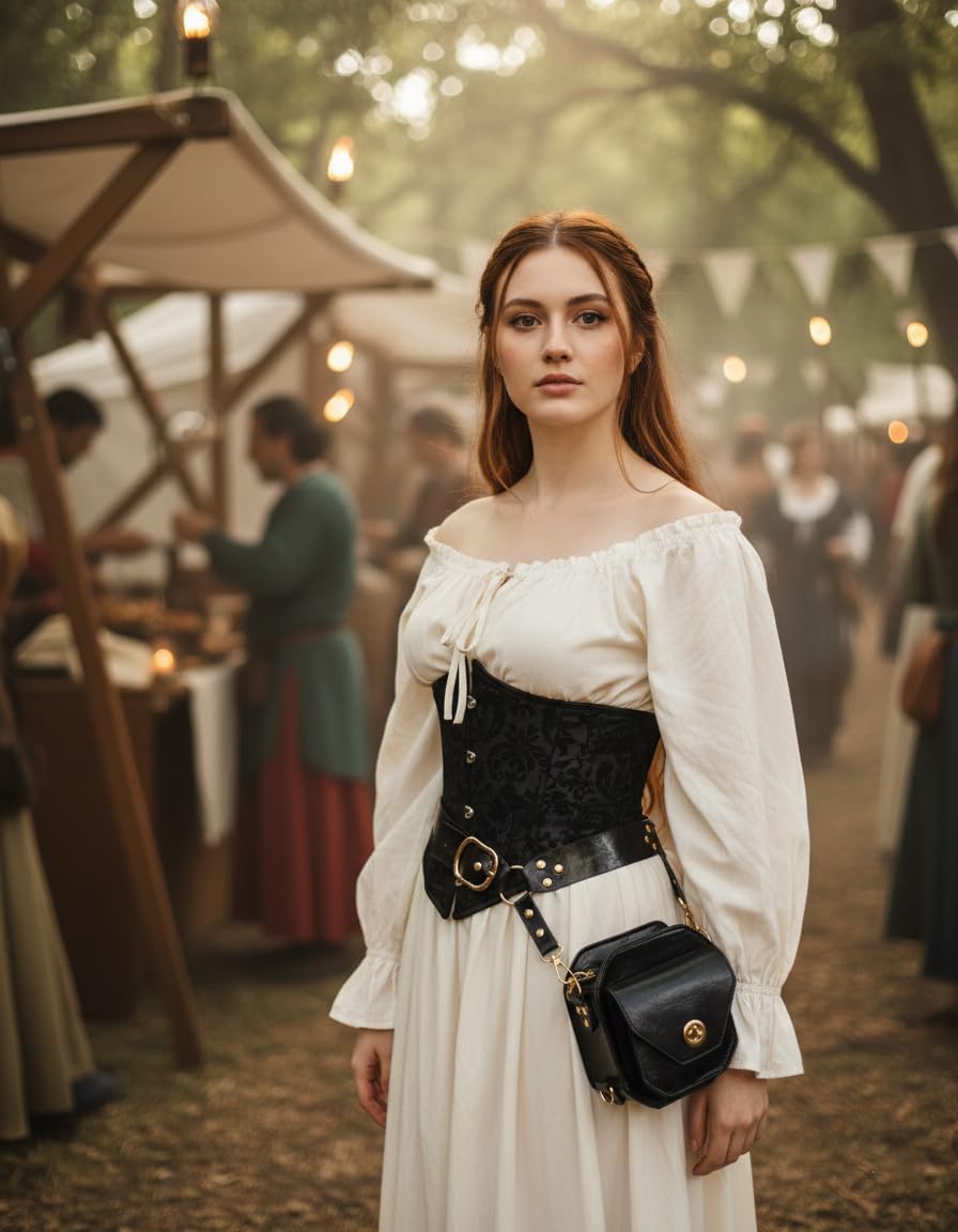 Scarlet Darkness Renaissance Accessories, PU Leather Belt Pouch Waist Bag, Medieval Knight Bags for Halloween Cosplay Costume - Image 2