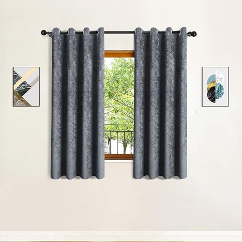 Miniatura 38 de ELKCA - Cortinas de ventana de chenilla dorada de doble cara para sala de estar, cortinas de lujo para dormitorio, con ojales en la parte superior