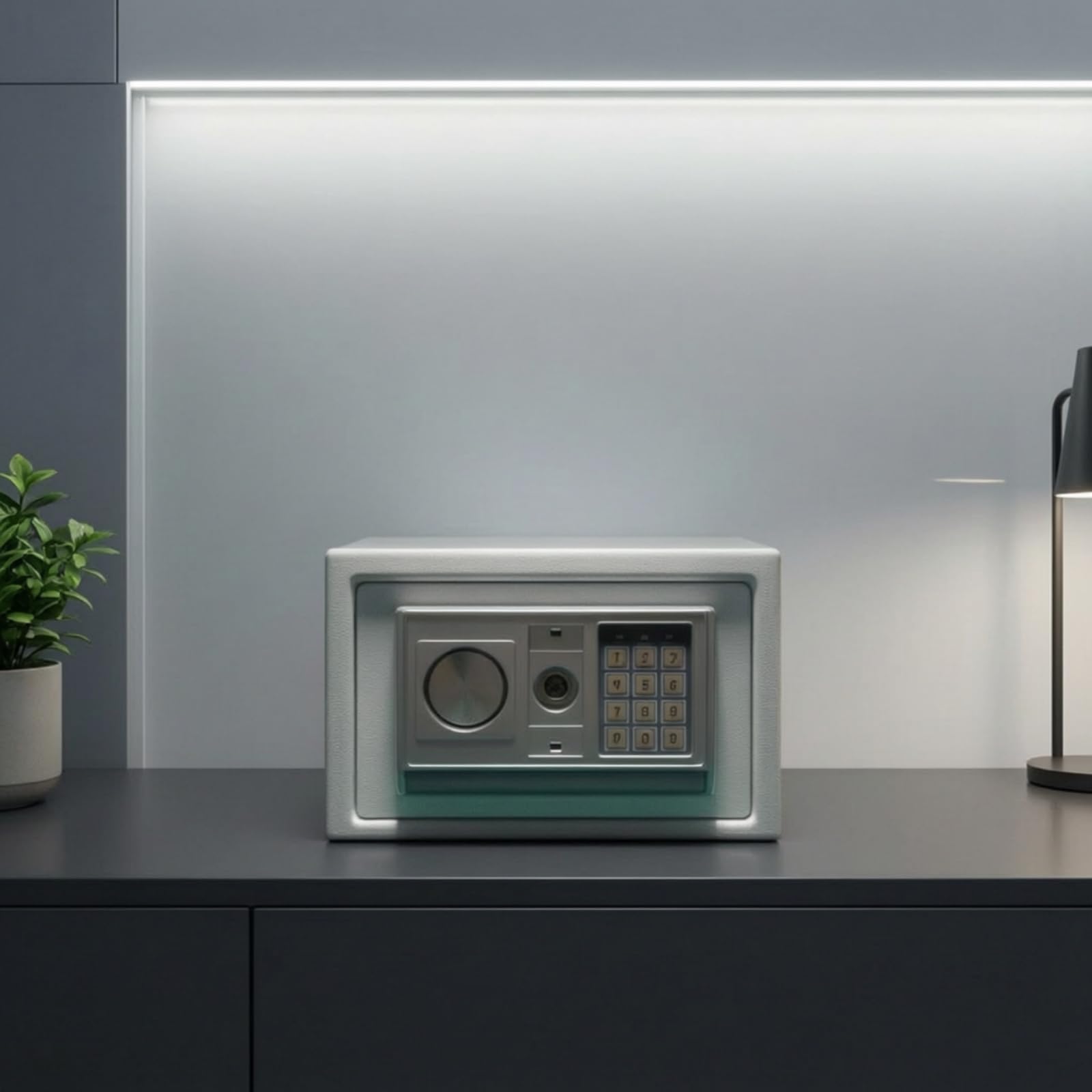 Milageto mit Zahlenschloss elektronisch Möbel kompakt elektronischer für Gewerbetreibende, Weiß