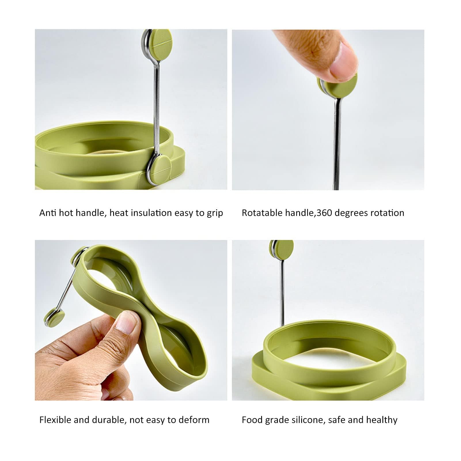 Set di 5 Anelli in Silicone per Uova, Stampo Antiaderente per Friggere, Cuocere Uova, Pancake, McMuffin, Omelette in Padella