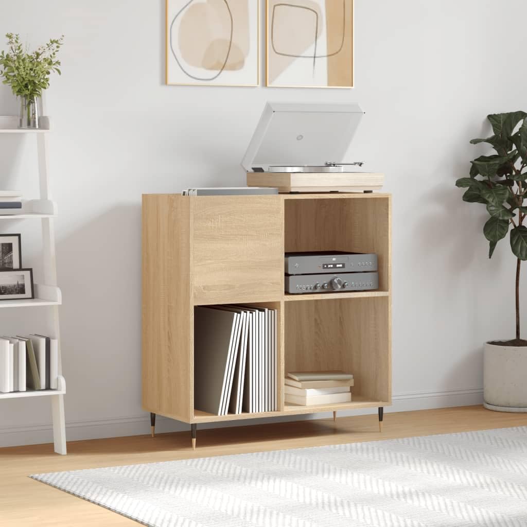 vidaXL Mueble Discos Madera contrachapada Roble Sonoma 84,5x38x89 cm, Mueble Tocadiscos, Armario para almacenaje de vinilos, Armario de Tocadiscos
