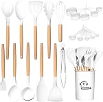 Cooking Utensils Set, 22 Pcs Heat Resistant Silicone Kitchen Utensils Spatula Set with Holder, Kitchen Gadgets Utensil Set for Nonstick Cookware (Black)