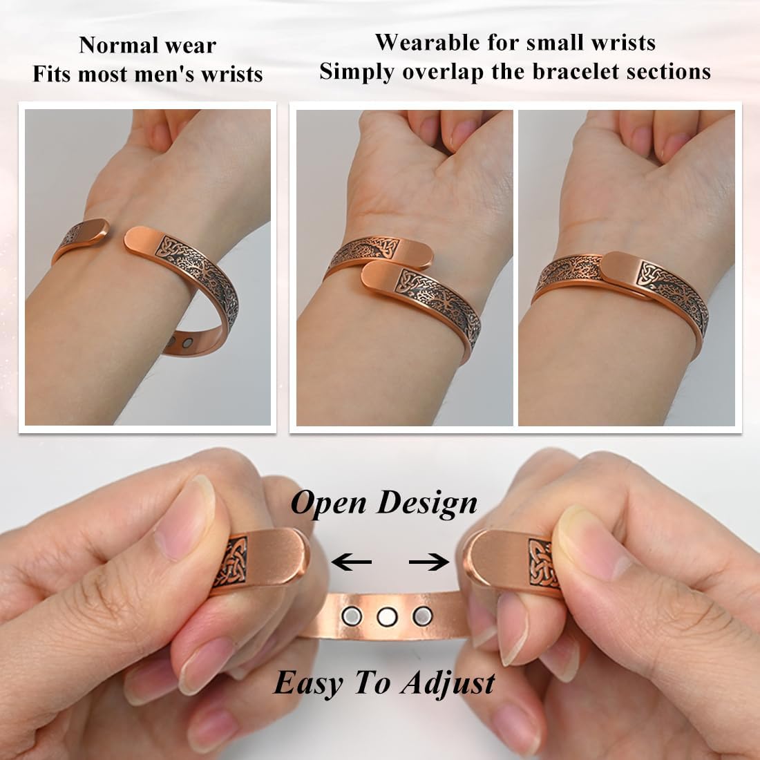 Vicmag Copper Magnetic Bracelet for Women Ultra Strength Magnetic Bracelets 99.9% Pure Copper Strong Magnets Gift Adjustable