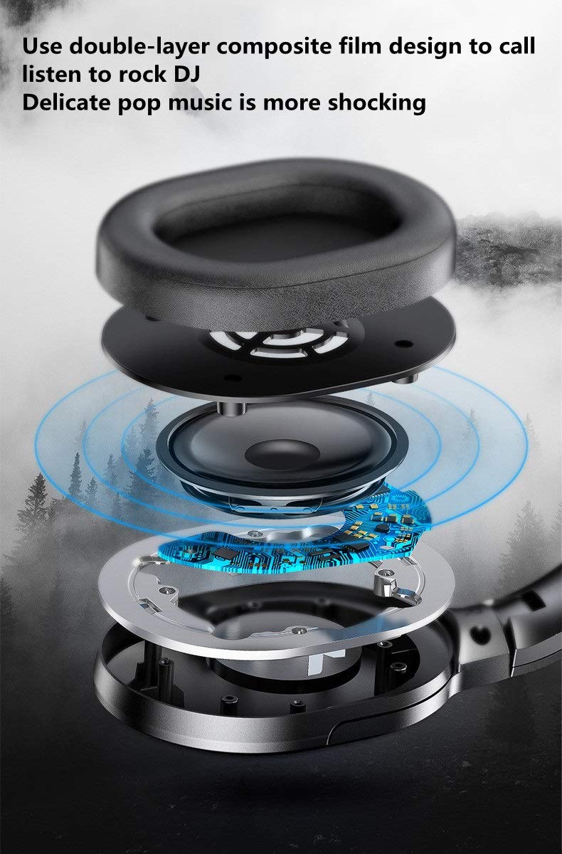 Cuffie Auricolari Wireless Bluetooth Stereo Bluetooth Pieghevole Bilaterale Pieghevole a Filo Portatile Cuffie (Color : Black)