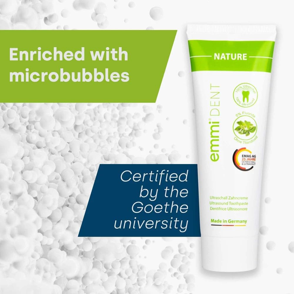 Emmi-dent Ultrasonic Toothpaste with Nano-Bubbles (Nature Extra Mild with no Fluoride, 5 Pack)