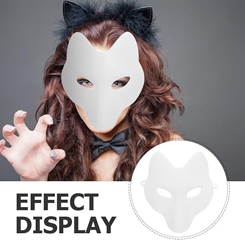 Miniatura 5 de STOBOK Máscara de zorro, máscaras de máscaras de 11.4 x 7.1 in, máscaras en blanco pintables para Halloween, zorros blancos, sin pintar, para