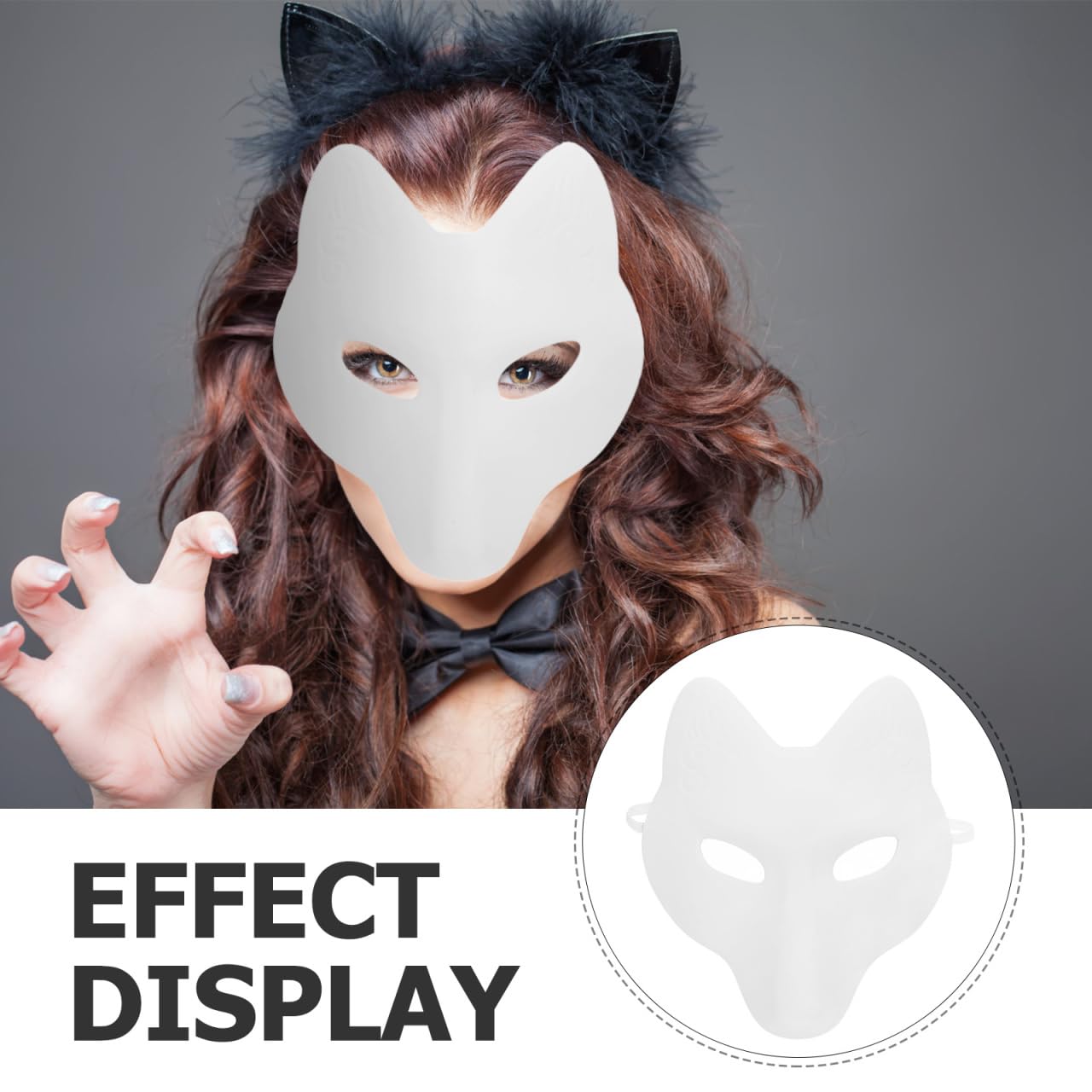 jojofuny White Fox Mask Diy Blank Kitsune Mask Lightweight Pu Leather Masquerade Costume Party for Halloween Cosplay Accessory - Image 2