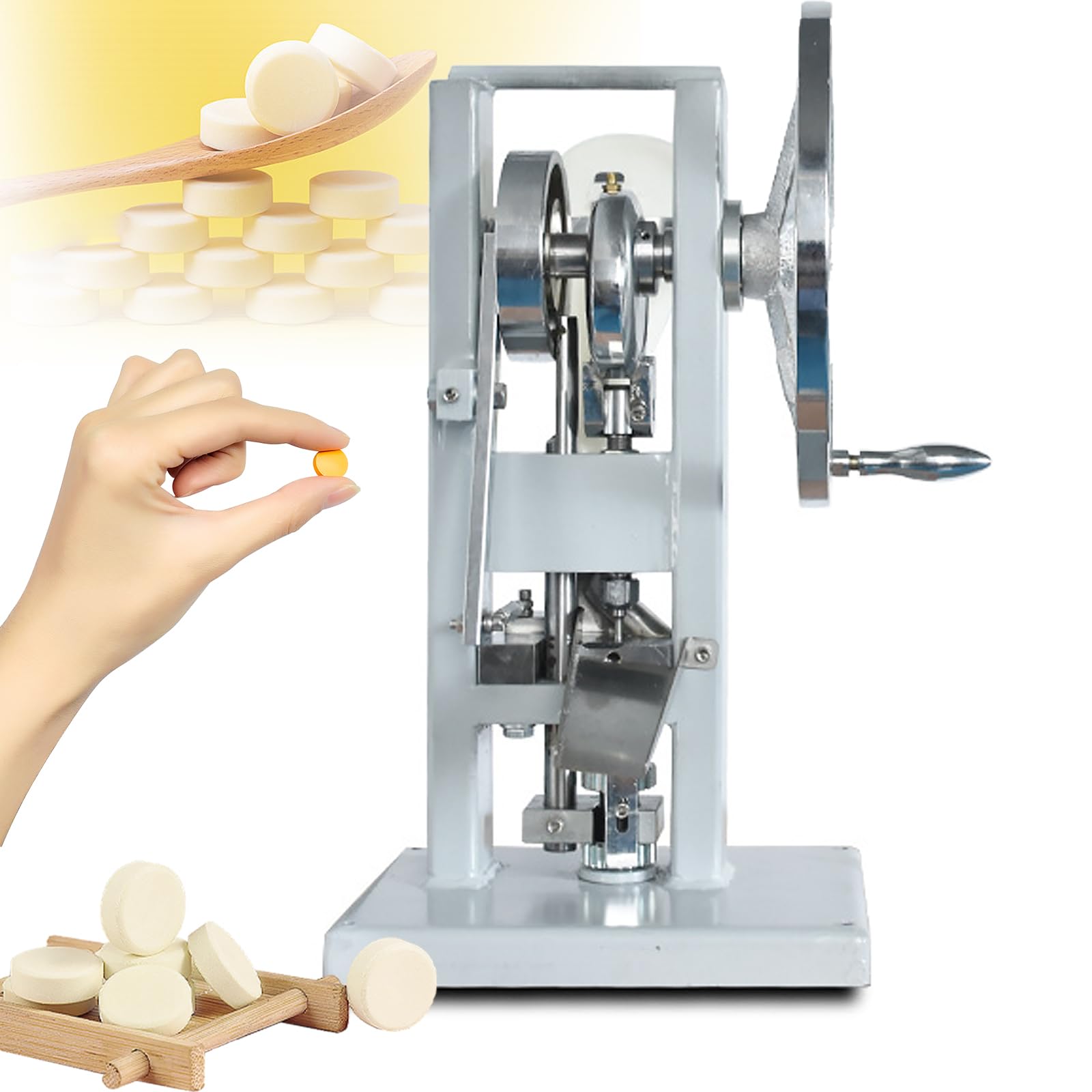 Genérico Prensa Perforadora Manual para tabletas, Espesor Ajustable 0-6 mm, 0-2000 Piezas/Hora, máquina prensadora de Pastillas de azúcar Dulce para Uso doméstico en la Cocina