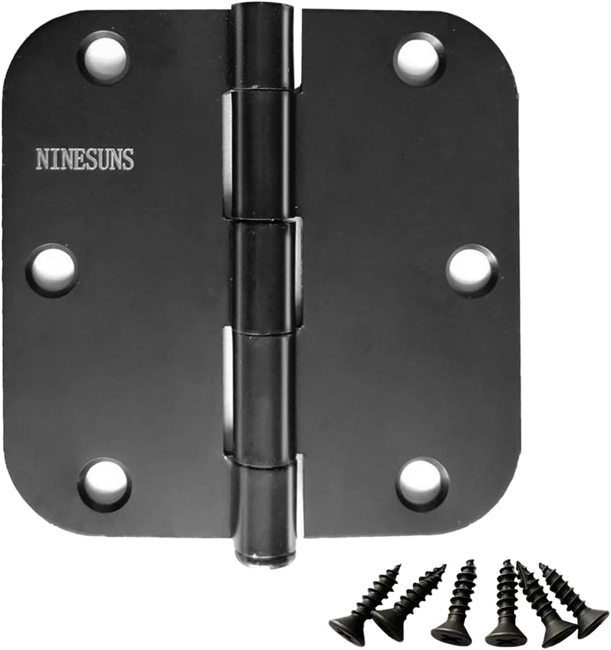 3 Pack Door Hinges 3.5 Inch - Matte Black Heavy Duty Iron Interior Door Hinges with 5/8" Radius Corners, 3-1/2" Residential Standard Hinge for Bedroom/Closet Doors