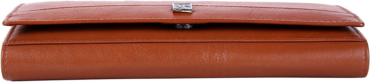 Hawai Genuine Leather Stylish Wallet for Women | 4 Compartment | 5 Zippered Pocket | 2 Photo ID Window | 3 Card Slots |, Beige, 8 inch, Modern