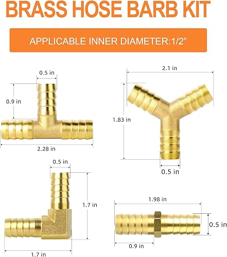 Miniatura 45 de GASHER 2 piezas de latón manguera de púas de manguera, accesorio de manguera de 3 vías (3/4 pulgadas x 3/4 pulgadas x 3/4 pulgadas x 3/4 pulgadas)