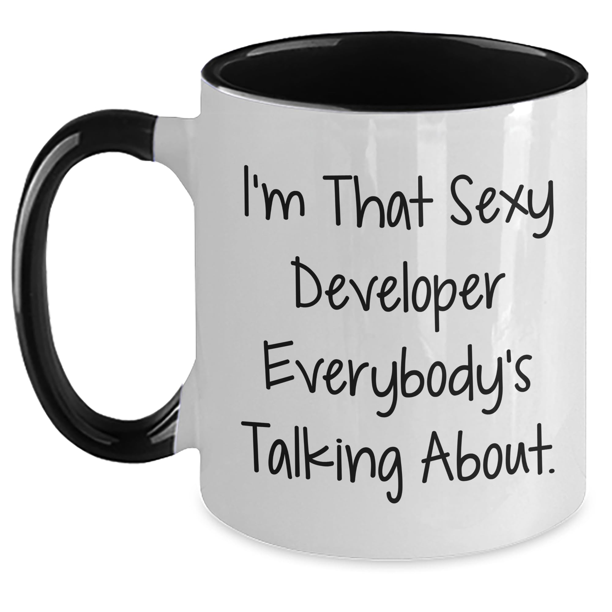 Funny Developer Gifts for Him, Unique Two Tone Coffee Mug with I'm That Sexy Developer Everybody's Talking About Quote, Perfect for Christmas