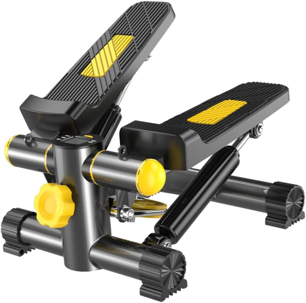 Mini Home Swing Side Stepper Fitness Equipment with Anti-Skid Pedals Resistance Bands and Mat Quiet Exercise Device for Weight Loss and Leg Toning