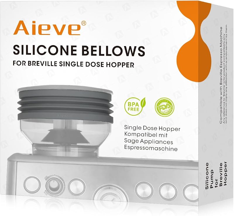 Aieve Silicone Bellow Compatible for Breville Barista Express, Single Dose Hopper for Breville Espresso Machine,Gray