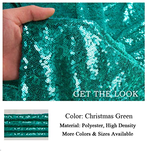 Fabric By The Yard 3 Feet Green Sequin Fabric, Glitter Fabric 1 Yard Mesh Sequin Fabric For Tablecloth, Linen, Sequin Tablecloth, Table Runner (Green) #TOP4