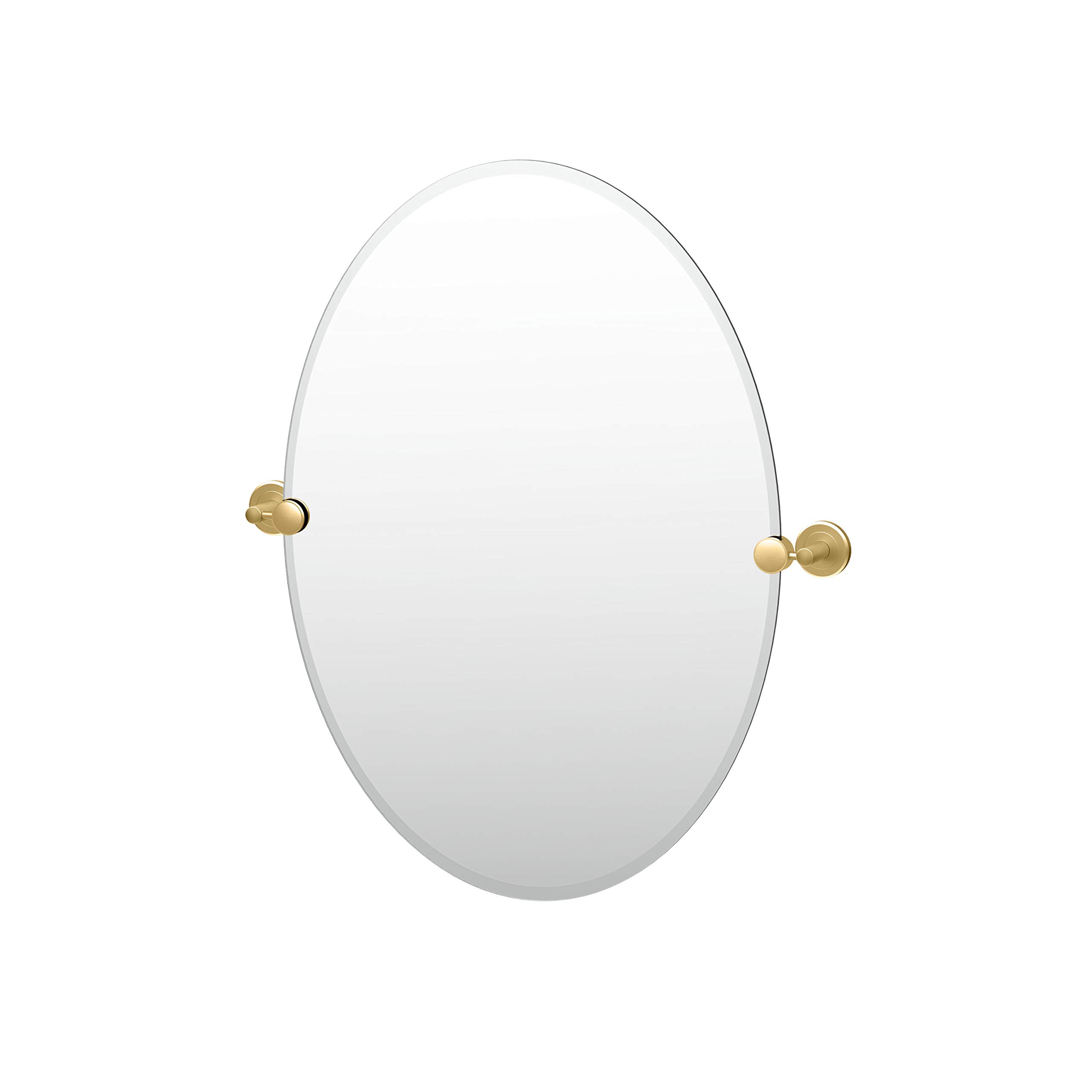 Gatco 4239 Latitude II Frameless Oval Bathroom Vanity Mirror, Wall Mounted, 26.5-Inch H x 21-Inch W, Brushed Brass