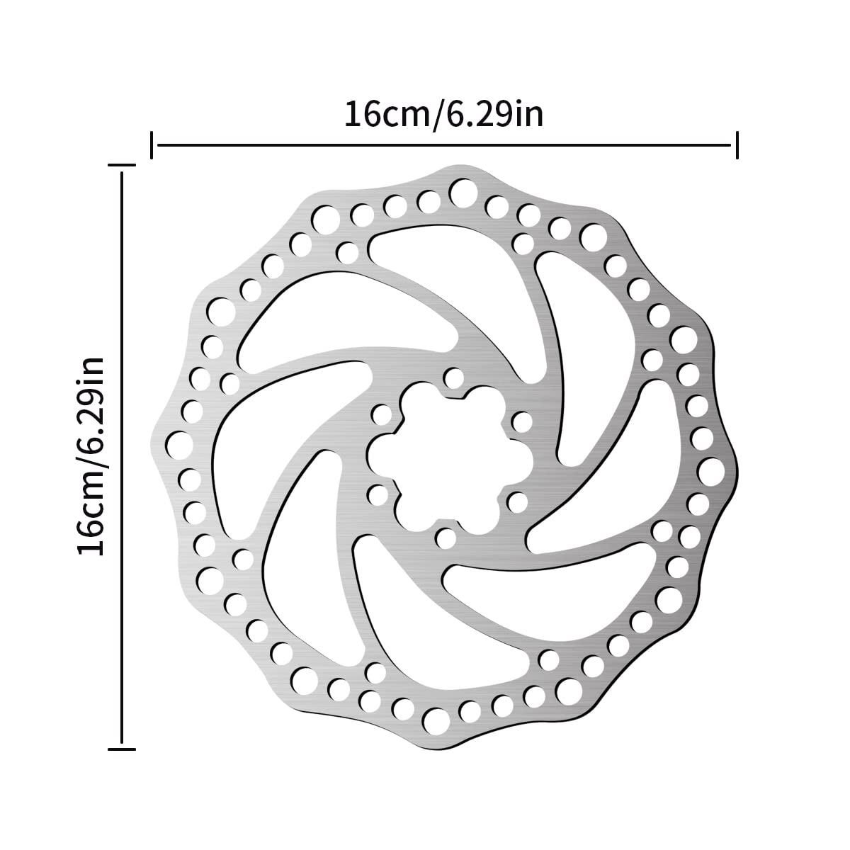 Rotor de freno de disco de 160 mm, de acero inoxidable, con 6 pernos, apto para bicicleta de carretera, bicicleta de montaña, MTB, BMX