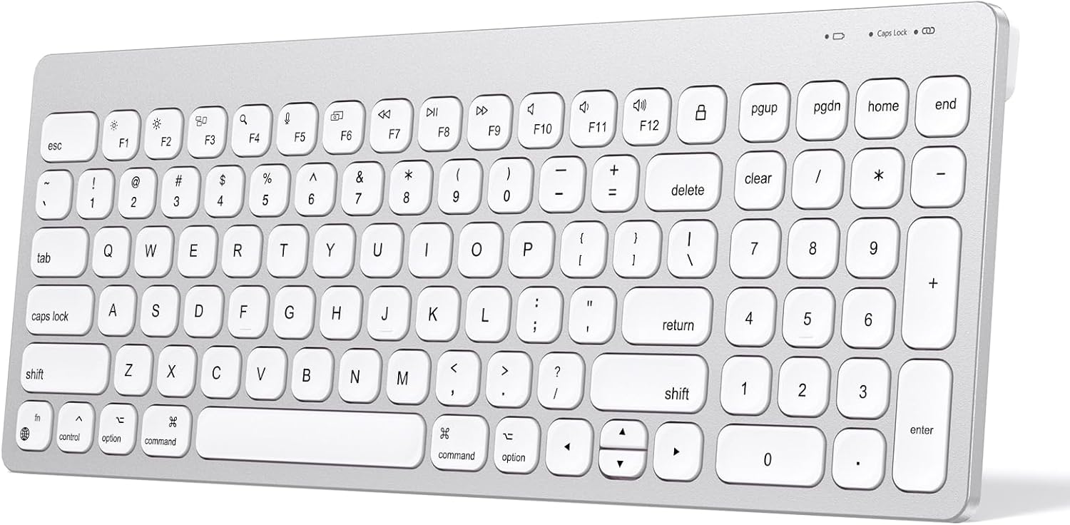 OMOTON Bluetooth Keyboard for Mac, Sleek Design, Quiet Typing, Wireless Keyboard with Numeric Keypad Compatible with MacBook Pro/Air, iMac, Mac Mini/Pro Laptop (Silver)