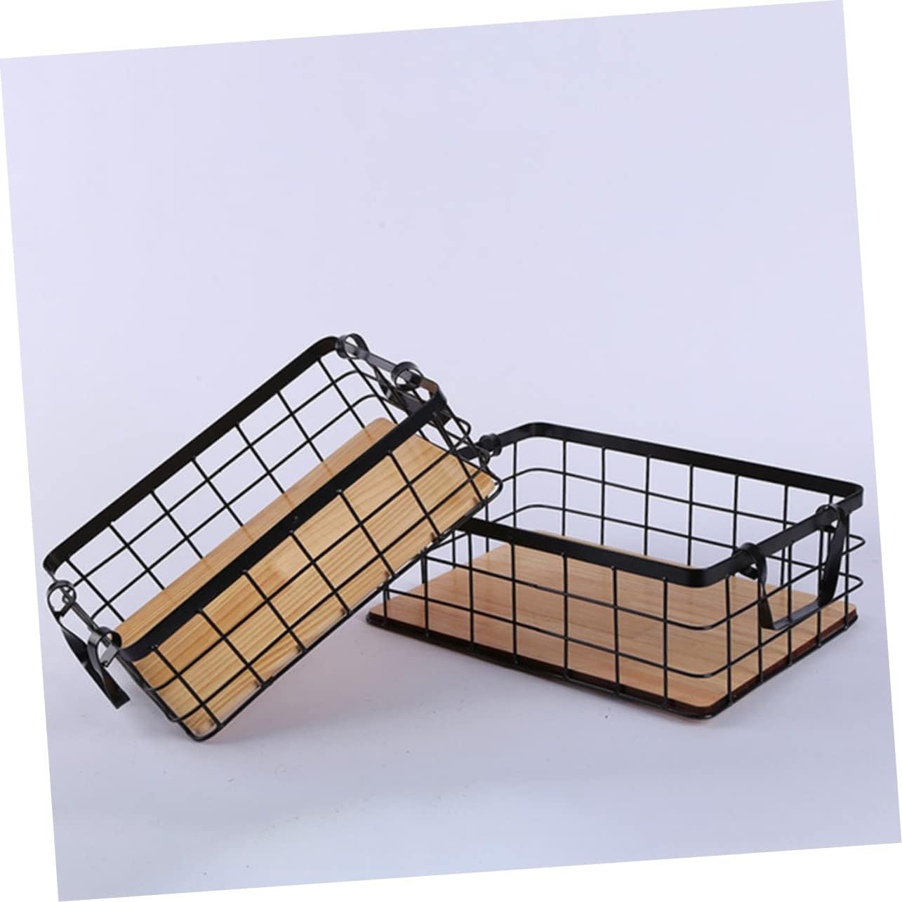 1pc Multi-purpose Iron Storage Basket Handle Decorative Black Kitchen Fruit and Snack Display Basket Medium for Organizing Home and Kitchen