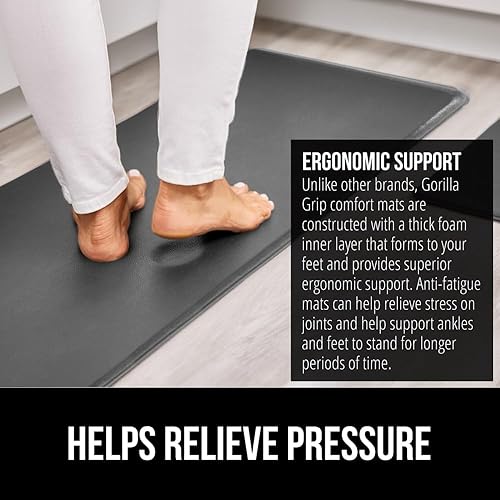 Vista 140 de Gorilla Grip - Juego de 2 tapetes antifatiga suaves para cocina, escritorio, 17 x 29 + 17 x 59, resistentes a manchas y rayones, ergonómico, suave