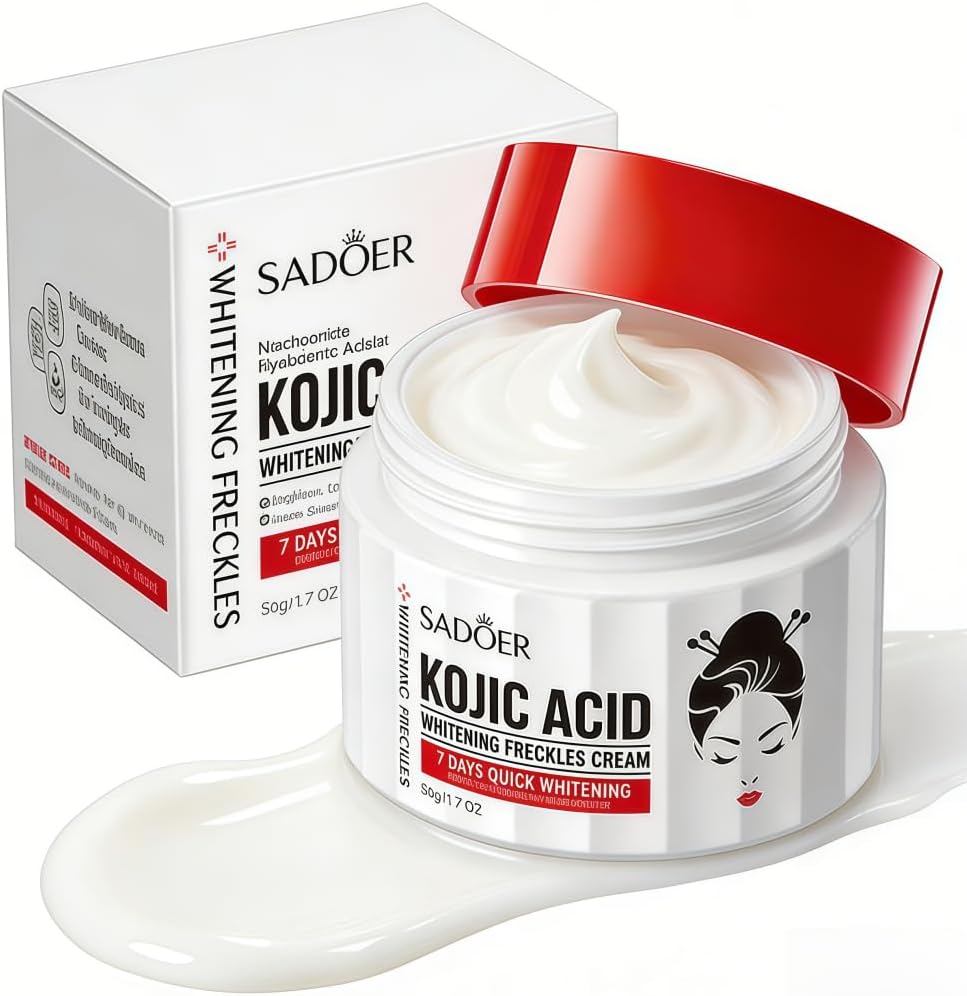 Kojic Acid Whitening Cream Face Cream, 1.8 oz 50 g, Kojic Acid Cream, Moisturizing Cream, Face and Body Gel, Brown Spots, Natural Ingredients, Gentle Effects, Travel Size