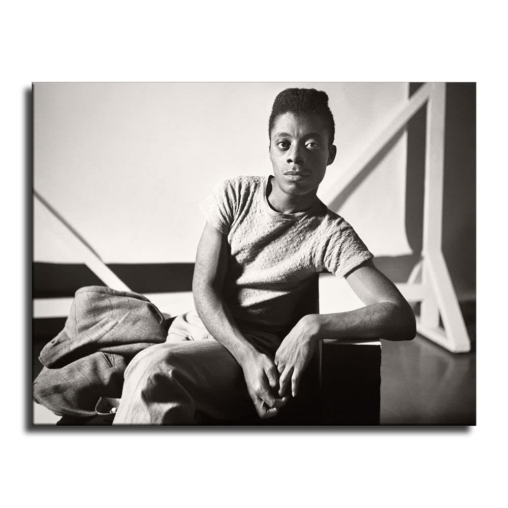 James Baldwin Canvas Wall Art Black and White Retro History Poster Picture Print Home Room Decor African American Men Mural -328 (16x20inch-NoFramed)
