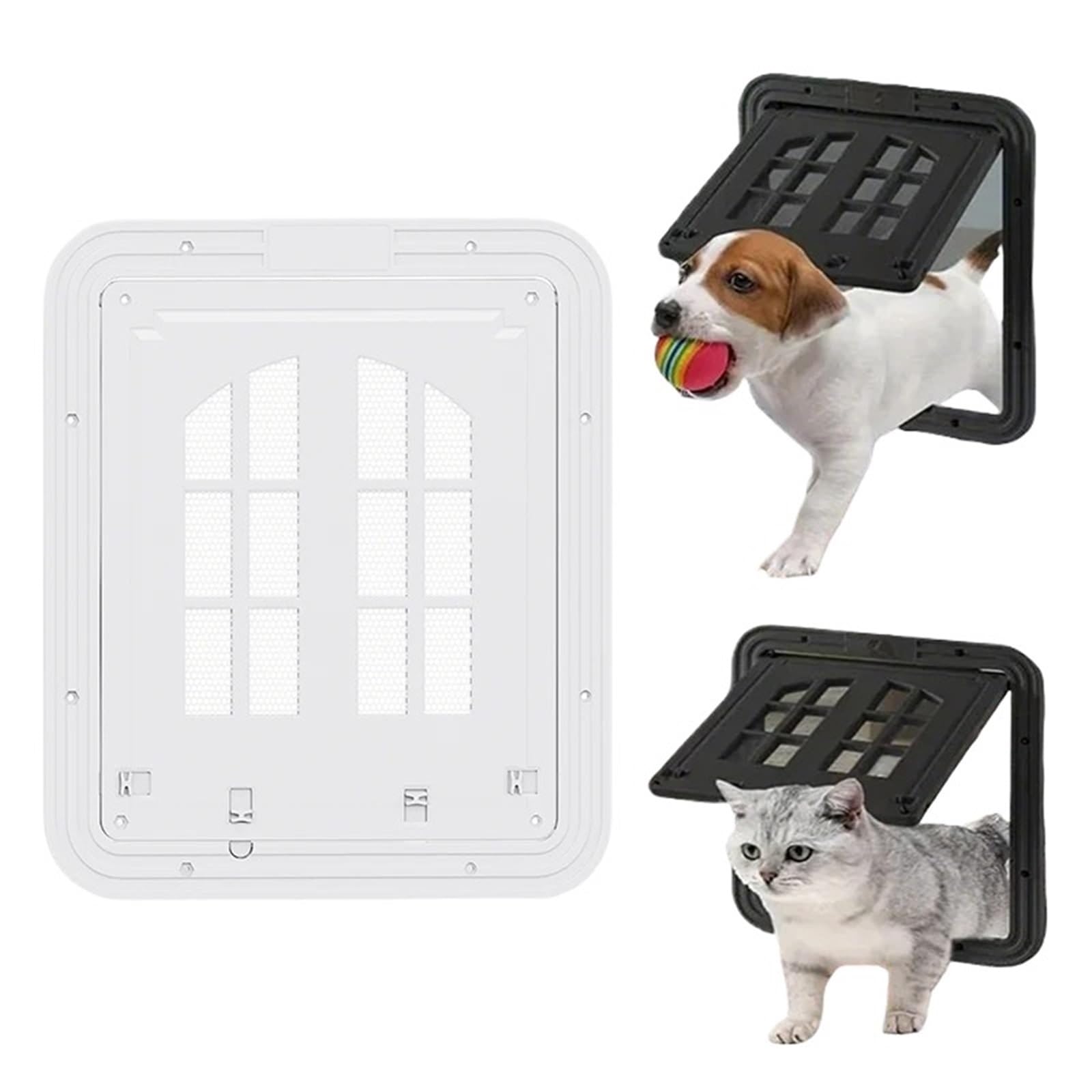 Chatiere pour Chat Porte moustiquaire for Chien et Chat, Ouverture for Animaux de Compagnie, Fermeture Automatique magnétique for Chiens pour Porte(White,S)