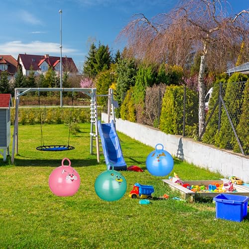 Relaxdays 10x Hüpfball Kinder, Hund, mit Griff, für Drinnen und Draußen, mit Tier-Motiv, Weich, 45 cm Durchmesser, Blau