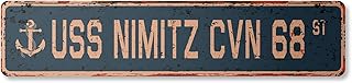 USS Nimitz CVN 68 Vintage Plastic Street Sign us Navy Ship Veteran Sailor Gift | Indoor/Outdoor | 18" Wide