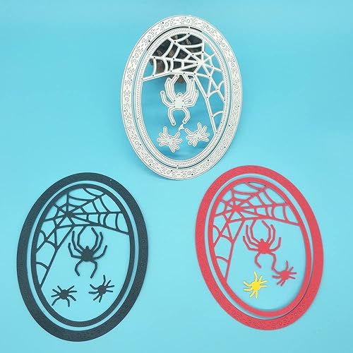 Troqueles de metal, 4.6 x 3.5 in para Halloween, diseño ovalado de telaraña, telaraña, corte de metal, troqueles para hacer tarjetas, manualidades,