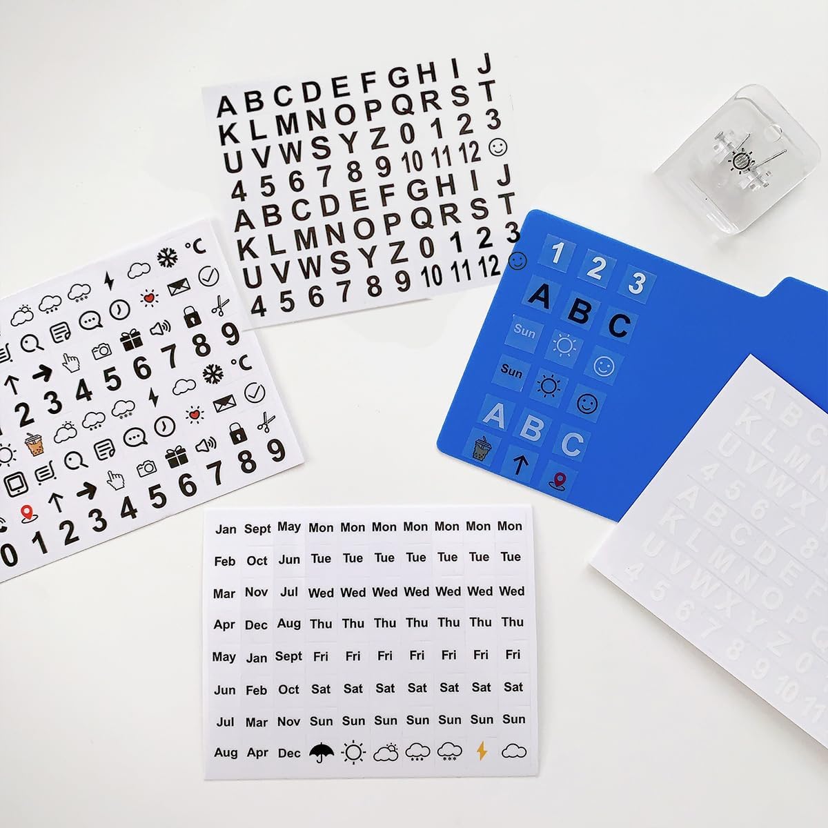 12 Sheets Planner Essentials Stickers, Small Square Clear