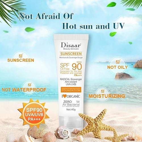 Miniatura 2 de Protector solar SPF 90 Protección instantánea UVA UVB Fundación PA+++ protector solar sin aceite, protege perfectamente la cobertura hidratante