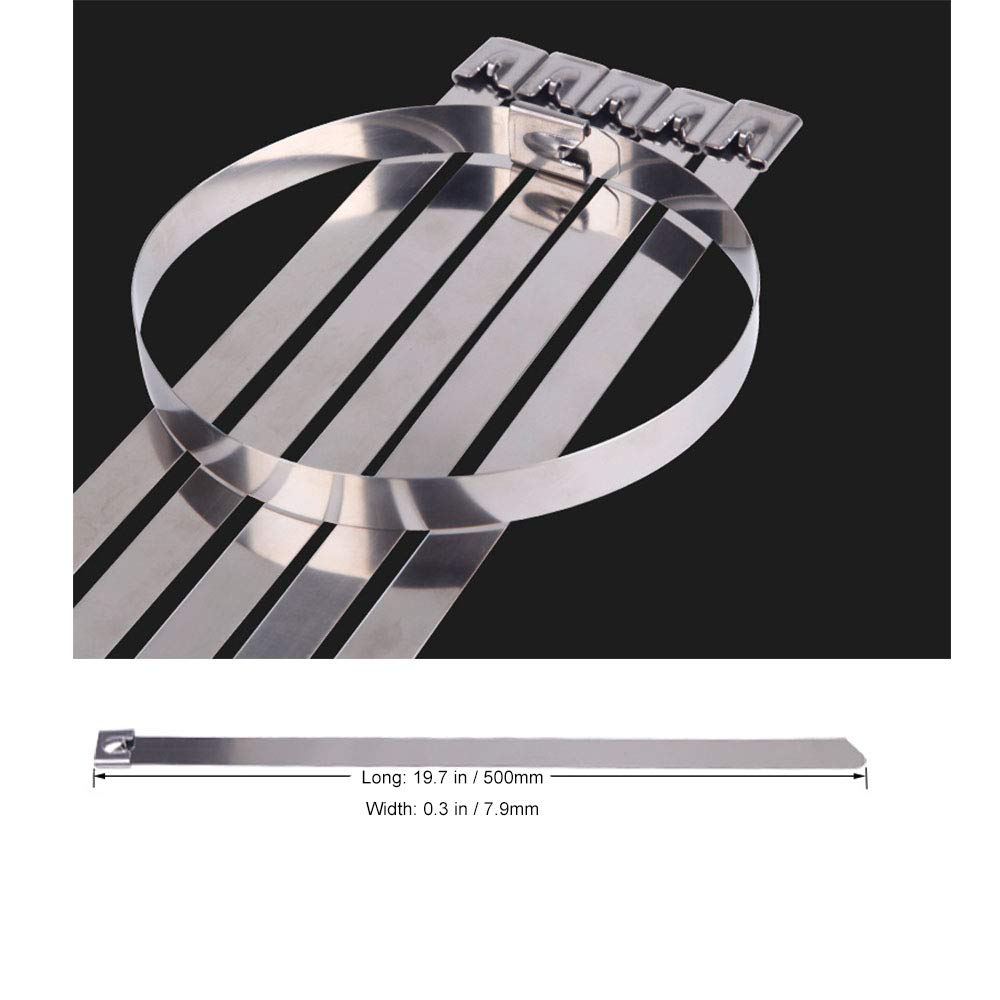 Edelstahl-Kabelbinder 20 Stück 50 Cm Lang - Selbstsichernd, UV-beständig, Bis 280 Kg Zugfestigkeit