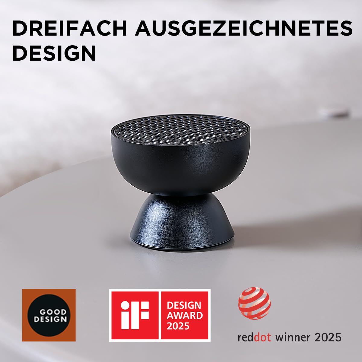Lexon Mini-Lautsprecher, Bluetooth, tragbar, TAMO, Pairing, mit Touchscreen, integriertes Mikrofon und Lautsprecher, kabellos, für PC und Smartphone – Schwarz