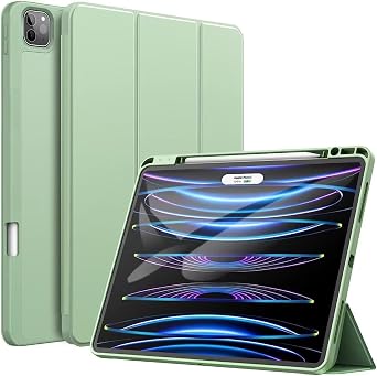 Case for iPad Pro 11 inch 2024 M45th Generation with Pencil Holder & Support Pencil Charging,Slim TPU Trifold Stand Smart Magnetic Tablet Cover with Auto Sleep/Wake,Green